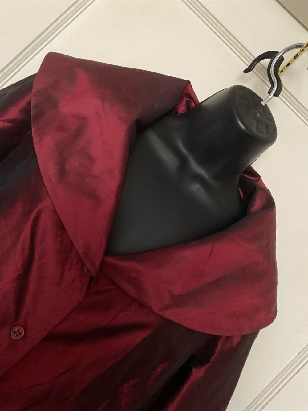 ! Lafayette 148 8 Burgundy Purple Silk Taffeta Wrap Tie Top - Picture 3 of 14